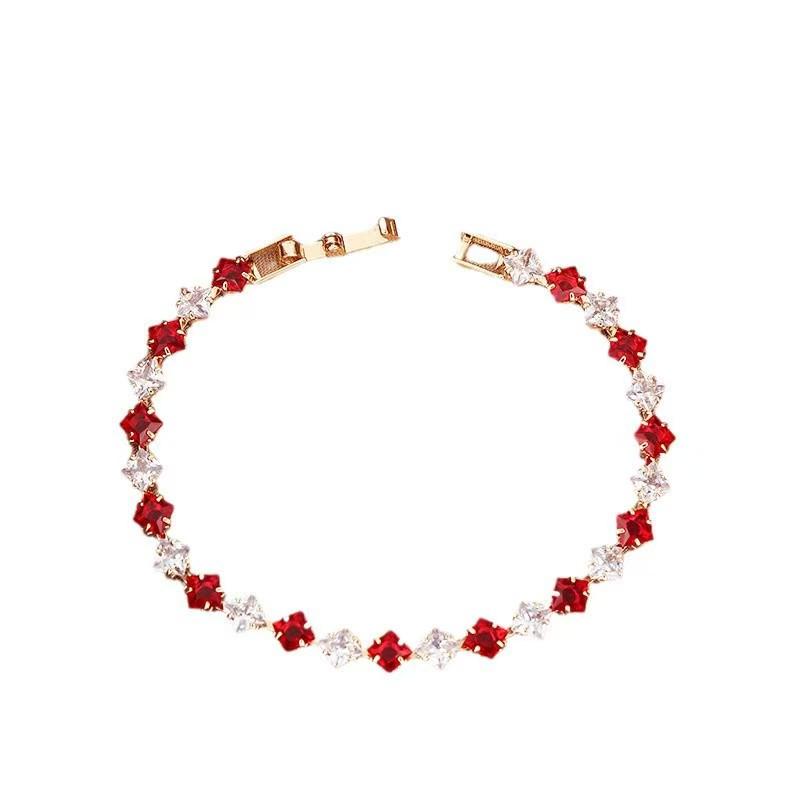Grenzüberschreitendes vergoldetes Zirkonia Tennisarmband mit farbenfrohem Bling und minimalistischem Design