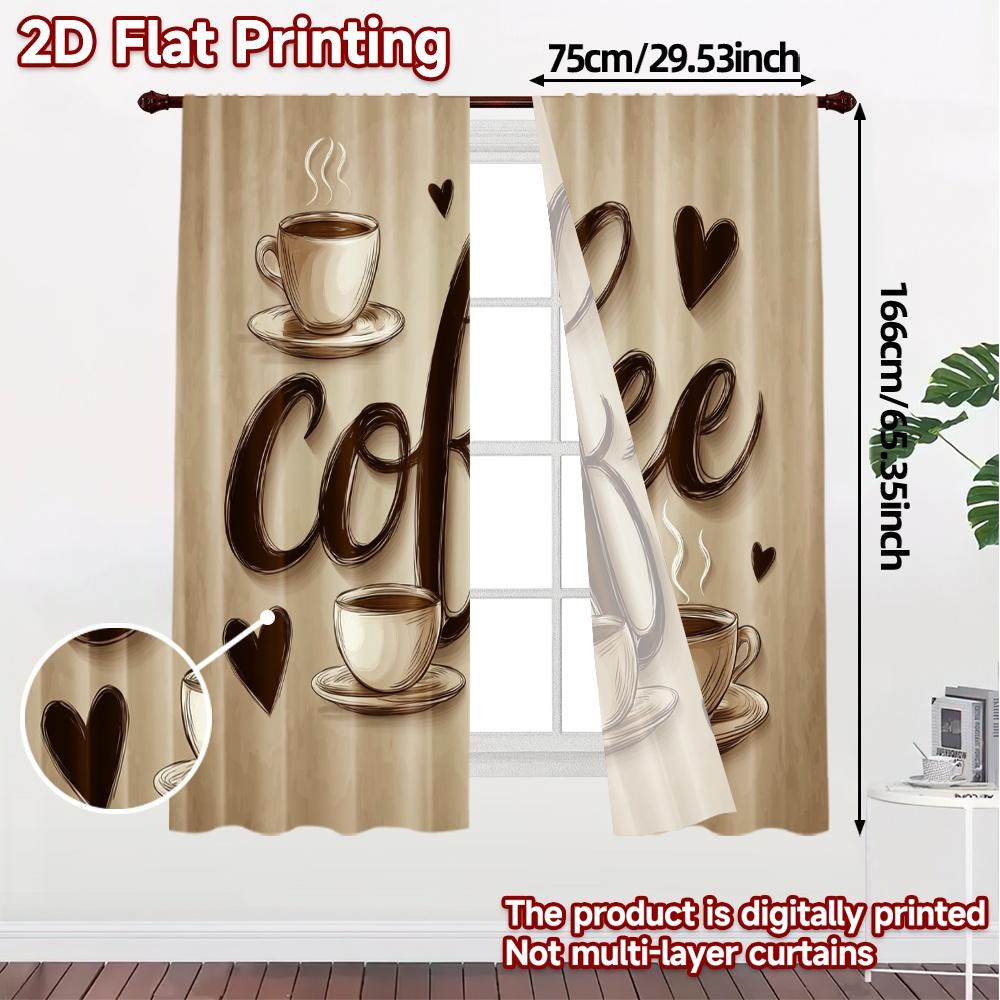 Flat Printing Curtains Without Rod Coffeelovers Curtain Fabric Versatile Polyester Home Decor Ldeal Set Of 2 Modern Made Washable
