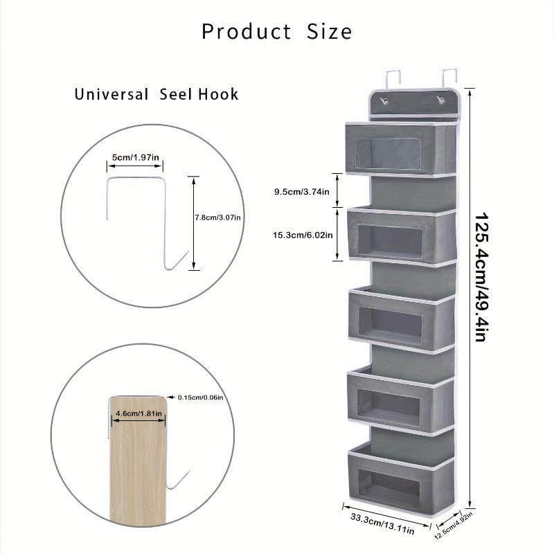 5-Shelf Hanging Door Organizer with 5 Large Pockets-Space-Saving Storage for Bedroom,Bathroom&Pantry,Anti-Tilt Design,Durable