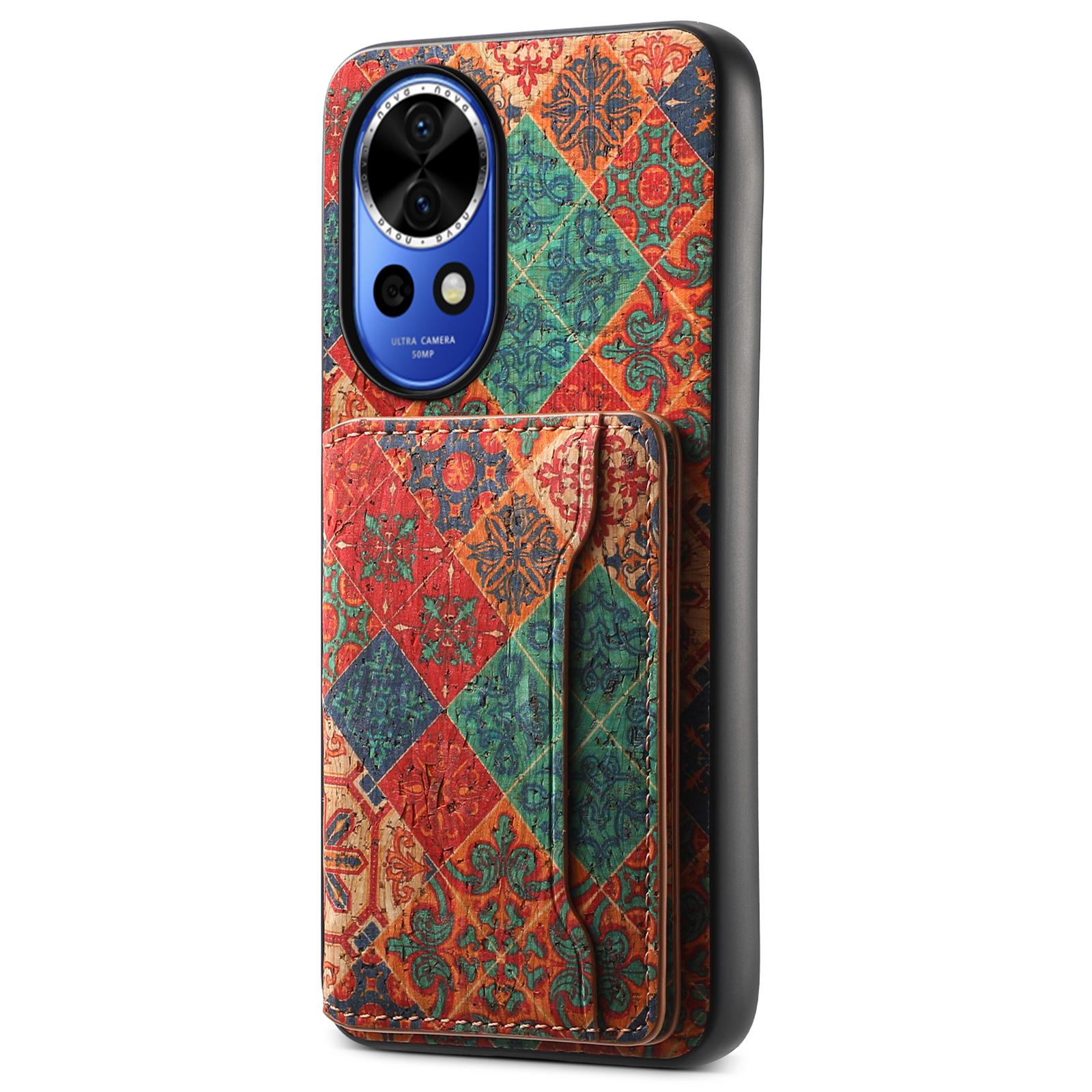 

For Huawei nova 12 5G Hybrid Case Floral Pattern Card Slot Kickstand Phone Cover Winter/Blue