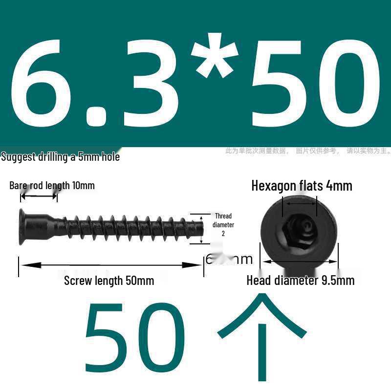 Hex Socket Phillips Countersunk Wood Screws for Furniture & Cabinet, Self-Tapping, M5/M6/M7