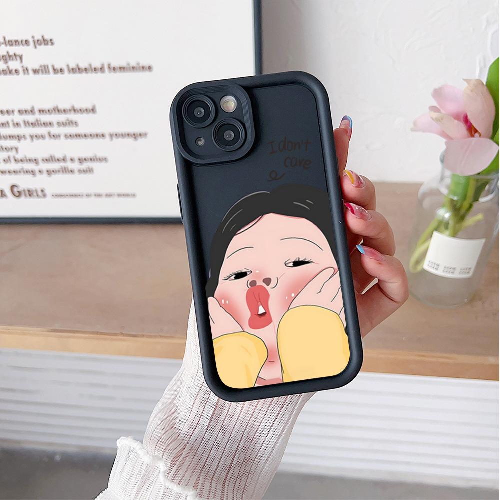 Amazon hot-selling iphone17 mobile phone case pouty funny 14 matte silicone case apple 16promax soft case