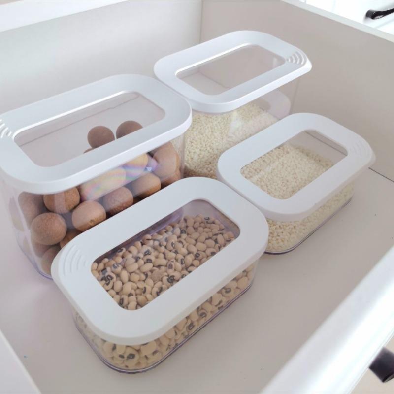 Plastförseglad förvaringslåda Transparent matbehållare Kaffebönsorganisatör Matförvaring Cerealdispenser Kök Köksartiklar