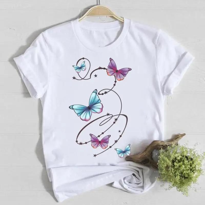 Butterfly Cute Sweet Lovely Casual T Shirt Graphic Print Fashion Crew Neck Short Sleeve Plus Size T Shirt Unisex