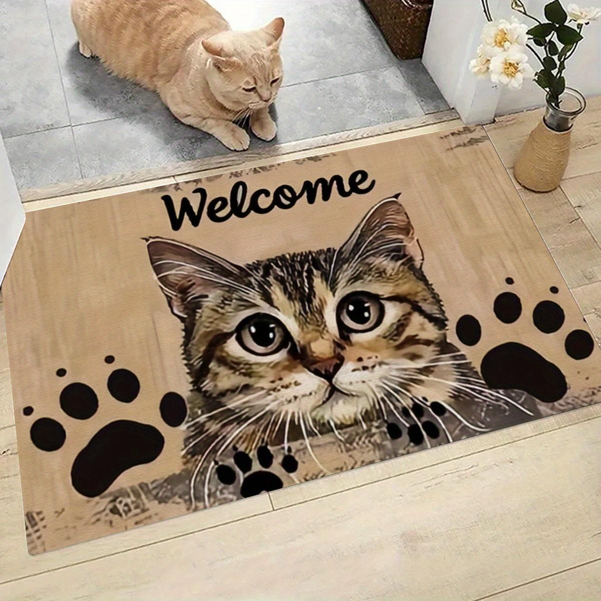 

1PC welcome cat pattern kitchen door mat bedroom, living room dustproof carpet, floor mat home decoration 50x80cm