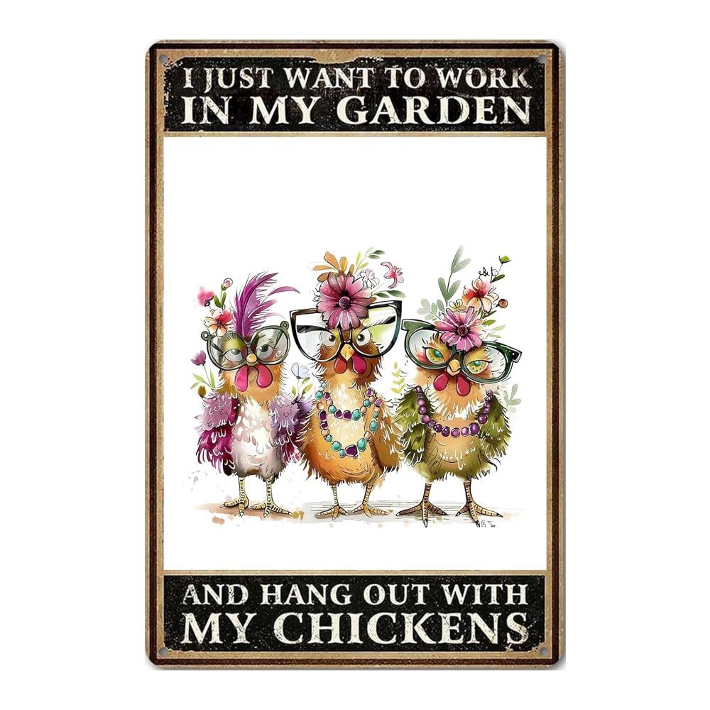 Metal Material Chicken Coop Signs 20 * 30cm Rustic Chicken Coop Accessories Vintage Funny Style Funny Chicken Signs