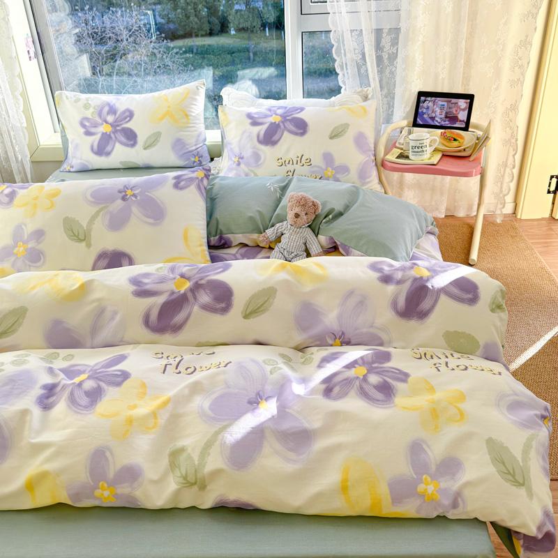 High Quality 100% Cotton Fabric Small Fresh Printed Duvet Cover 200x230 Bedding 1 Single/Double Bed Breathable and Skin Friendly