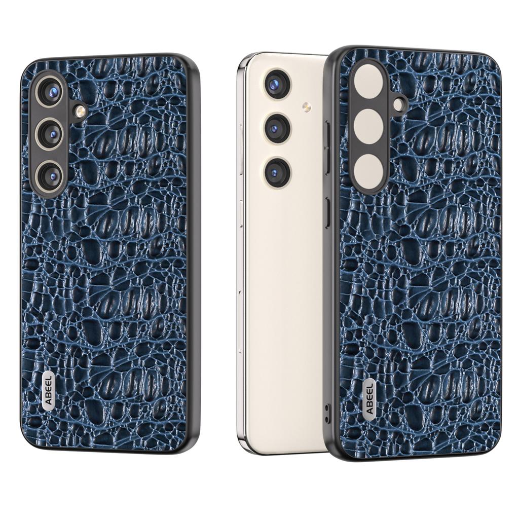 ABEEL For Samsung Galaxy S24+ Texture Case Genuine Cow Leather Coated PC+TPU Phone Cover