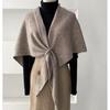 Wool Blend Cross-Knit Triangle Shawl: Women's Versatile Fashion Outerwear