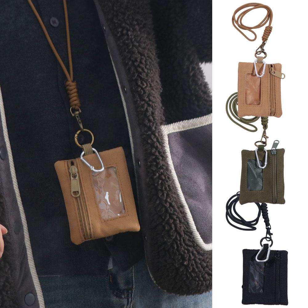 Solid Color Hanging Neck Coin Purse Oxford Cloth Small Storage Bag Hanging Neck Wallet  Zipper Bag