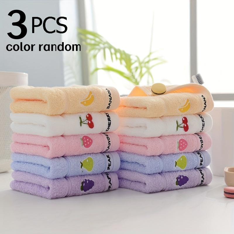 

3 Random Color Fruit-Patterned Towels, Pure Cotton Children s Towels, Cartoon Fruit Baby Towels, Small Square Towels, Essential