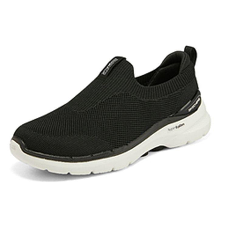 Skechers Go Walk 6 Slip-On Comfortable Shock Absorbing Durable Breathable Low-Top Casual Shoes Men Sneakers White Black 216267-BLK