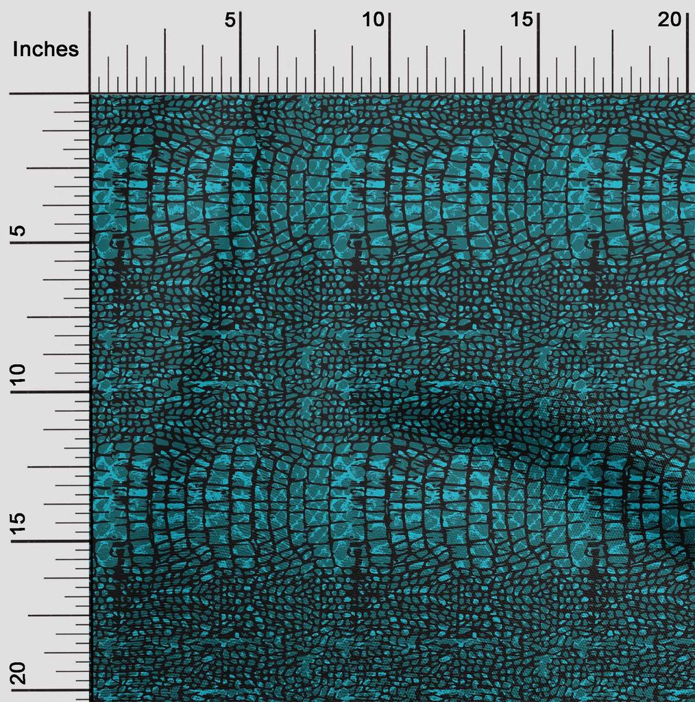 oneOone Bavlna Flex Dark Teal Blue Fabric Krokodýlí kůže Zvířecí kutily Oblečení Quilting Fabric Print Fabric By Yard 40 Inch