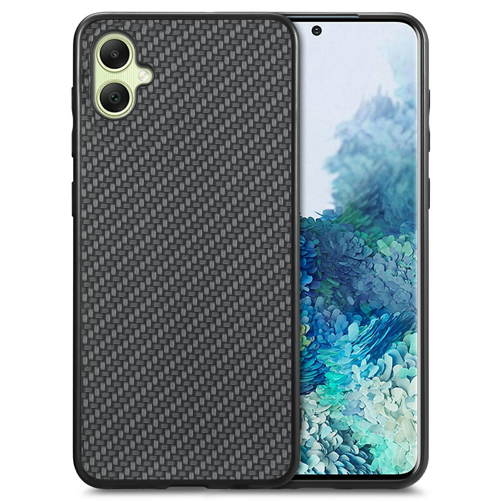 

For Samsung Galaxy A06 4G Case Carbon Fiber Texture PU+PC+TPU Phone Cover A