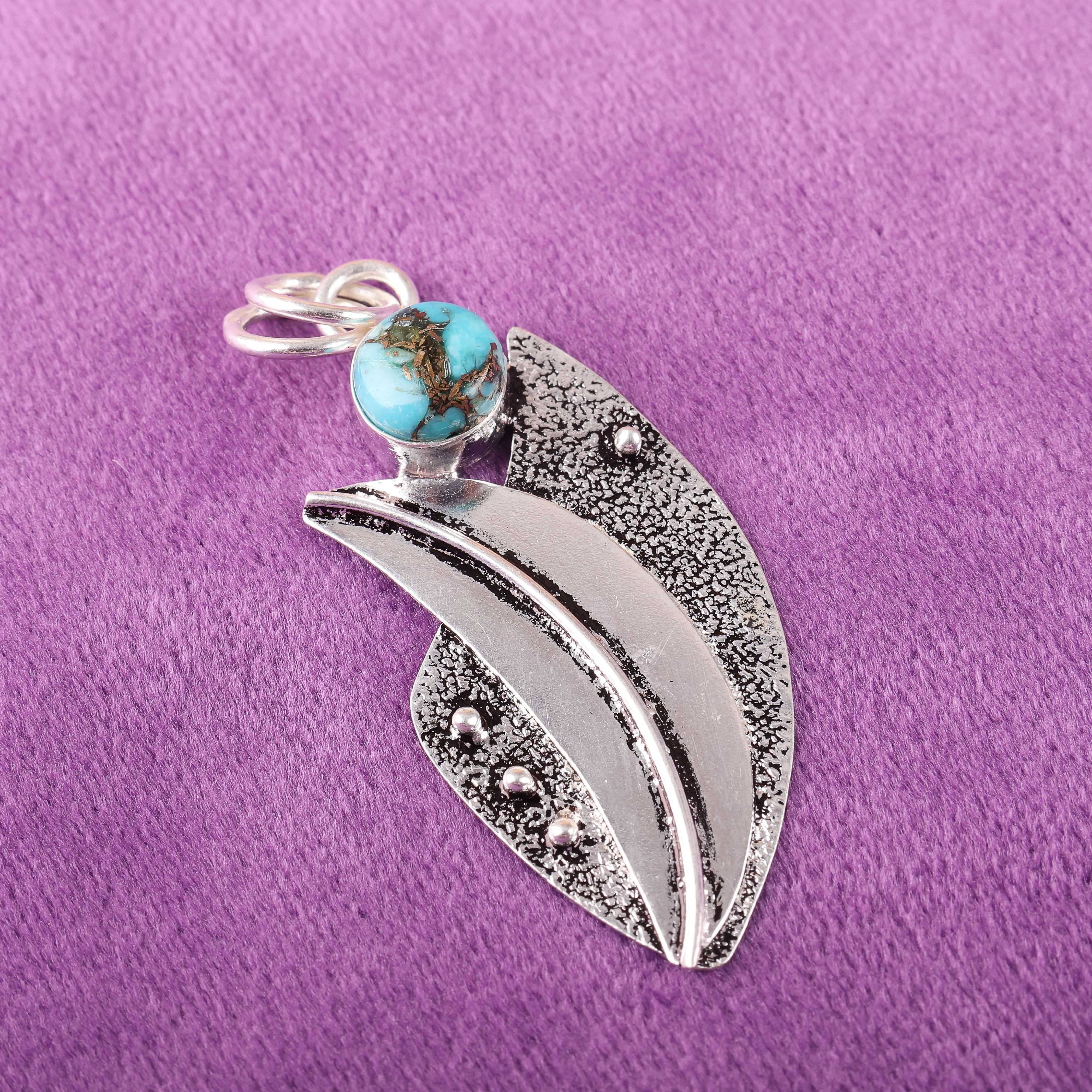 

Голубой медный бирюзовый кулон ручной работы с драгоценными камнями, 925 пробы серебряный кулон, старинные ювелирные изделия, для подарка на помолвку 2.05 Inches синий