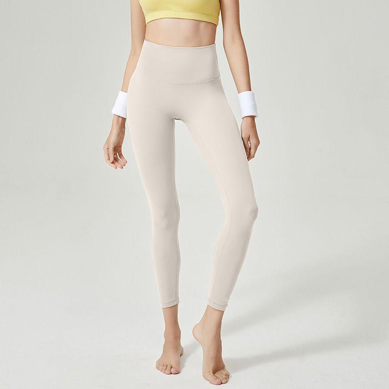 

Export 2024 New Yoga Pants Seamless Women s Peach Hip Hip Lifting Sport Fitness Pants Belly Contracting Running Yoga Pants Women Ivory White S