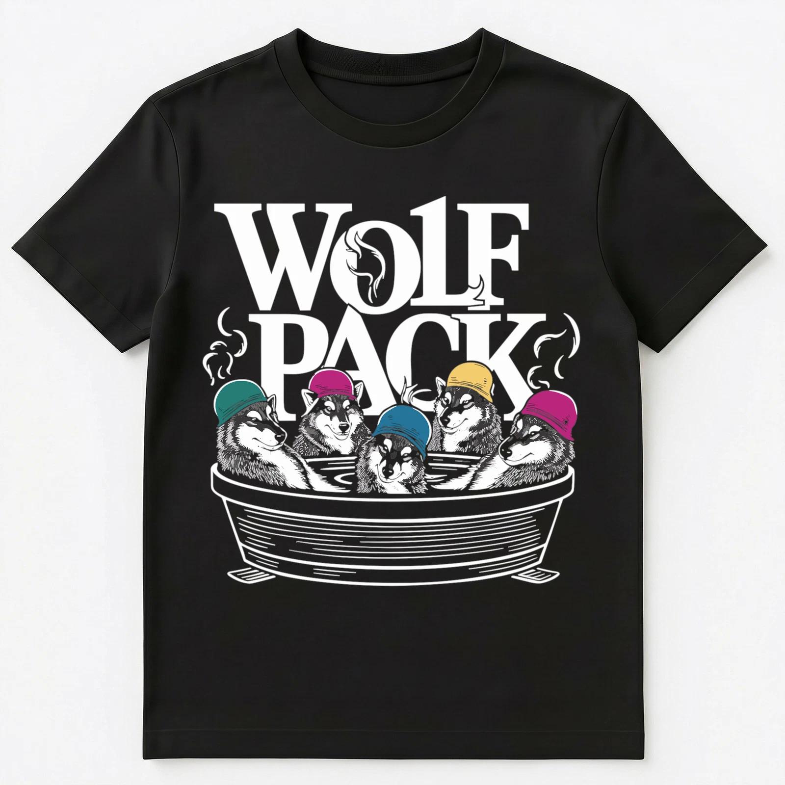 Funny Wolf Pack Wolves In A Hot Tub Unisex T-Shirt S
