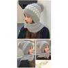 New Hoodie Beanie With Pom Winter Windproof Warm Knit Hats Ribbed Knitted Beanies Neck Guard Ski Hat For Women