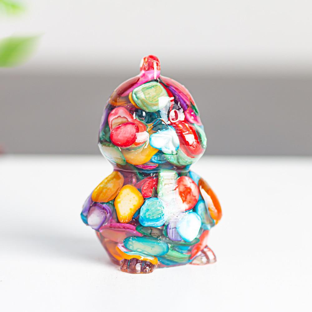Zodiac Chicken Resin Craft Figurine With Crystal Filling For Home Decor And Gifting