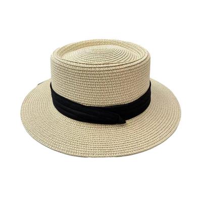 Flat Straw Hat Natural Straw Weaving Wide Brim Sun Hat Summer Beach Sun
