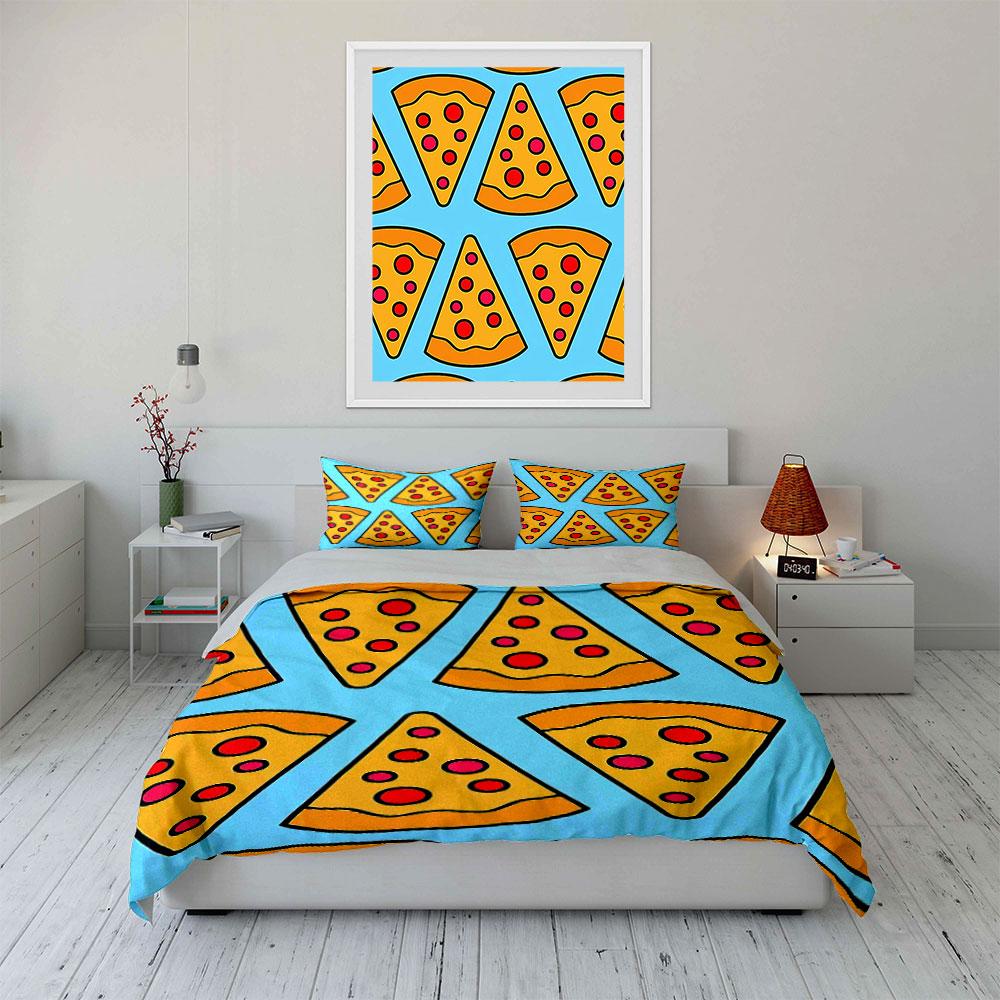 Pizza Slice Pattern Bedding Bedding Duvet Cover Set Duvet Cover Pillowcases (1 * Duvet Cover 2 * Pillowcases, without duvet insert)