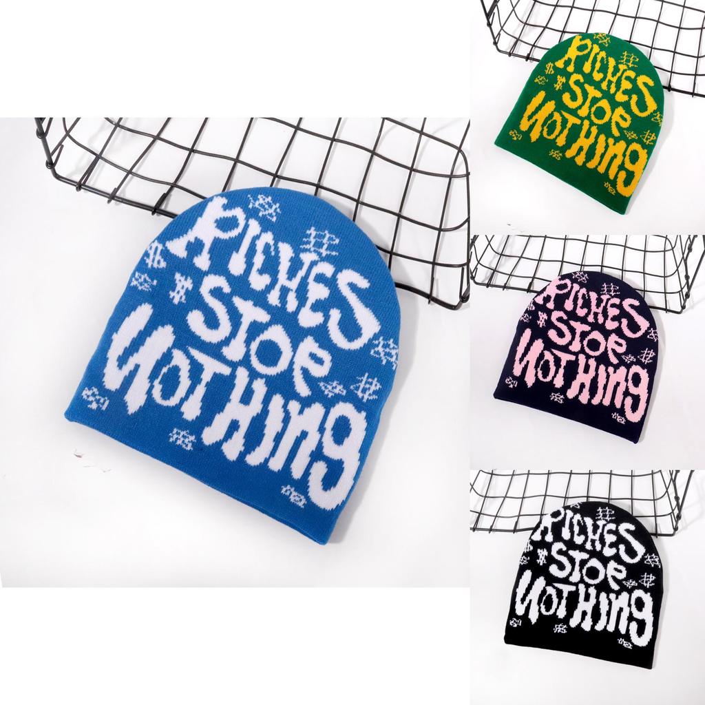 Casual Street Knit Cap With Acrylic Fabric And Letter Embroidery For Autumn Wear