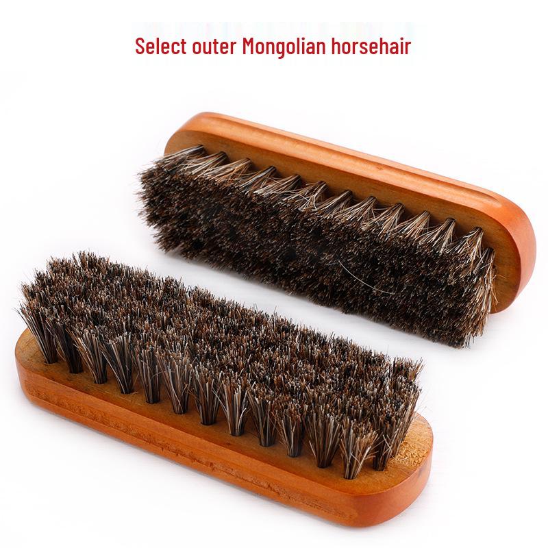 Locust Wood Horsehair Shoe Brush - Soft Bristle for Leather, Sofa, Car Care, and Dust Removal