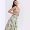Summer European and American Temperament Waist Hugging Slimming Long Dress Sling Sexy Split Floral Dress Women Floral Dress