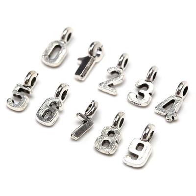 10Pcs/Set Alloy Mix Arabic Numerals Charms Pendant Jewelry Diy Making Crafts