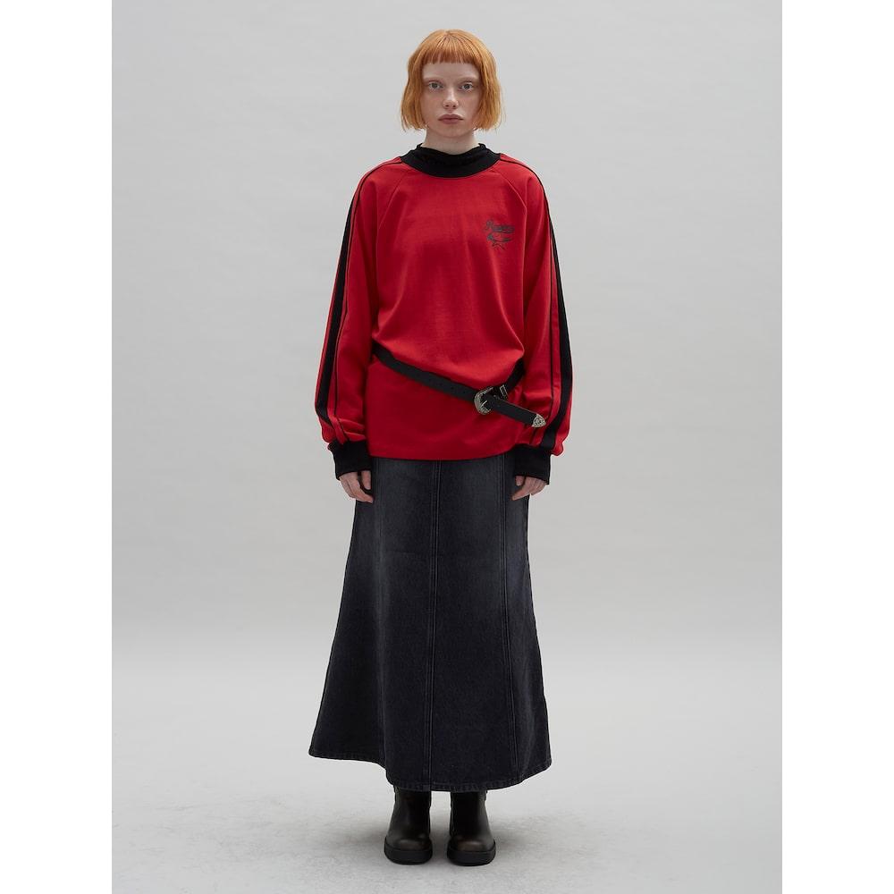 Saendeusaundeu Piping Detail Raglan Tshirt Red