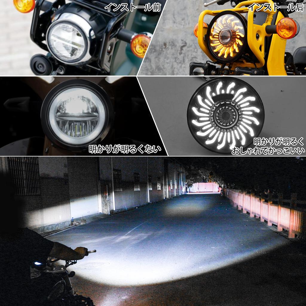 Motikvans Cross Cub 110 Headlight with DRL LED Motorcycle Headlight Switchable between High and Low Beam Honda Cross Cub CC110 JA60 Compatible