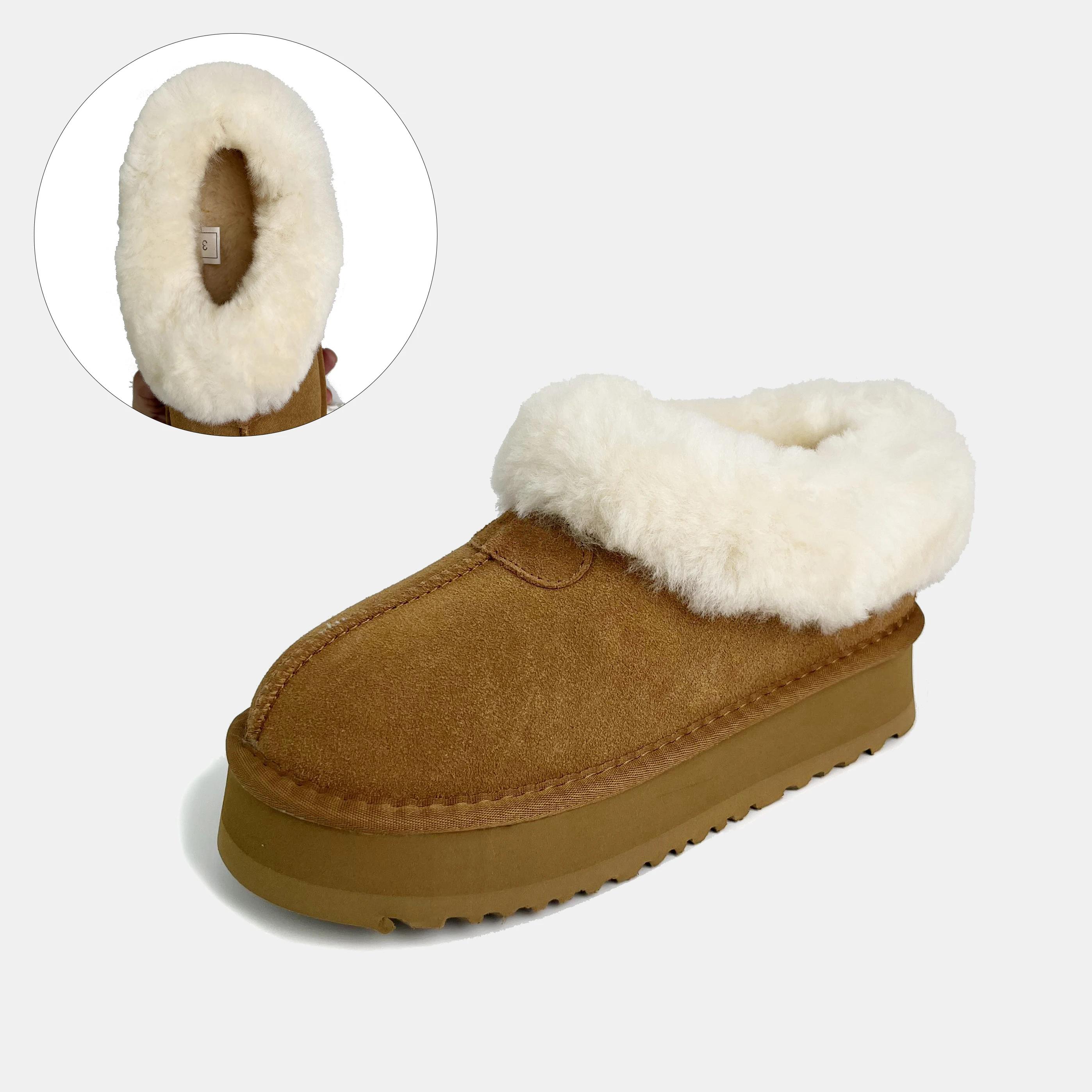 

Женские зимние ботинки Бренд Кожа Мода Удобные Теплые Женские Снежные Ботинки Chaussure Femme Zapatillas Mujer Новинки 42 коричневый