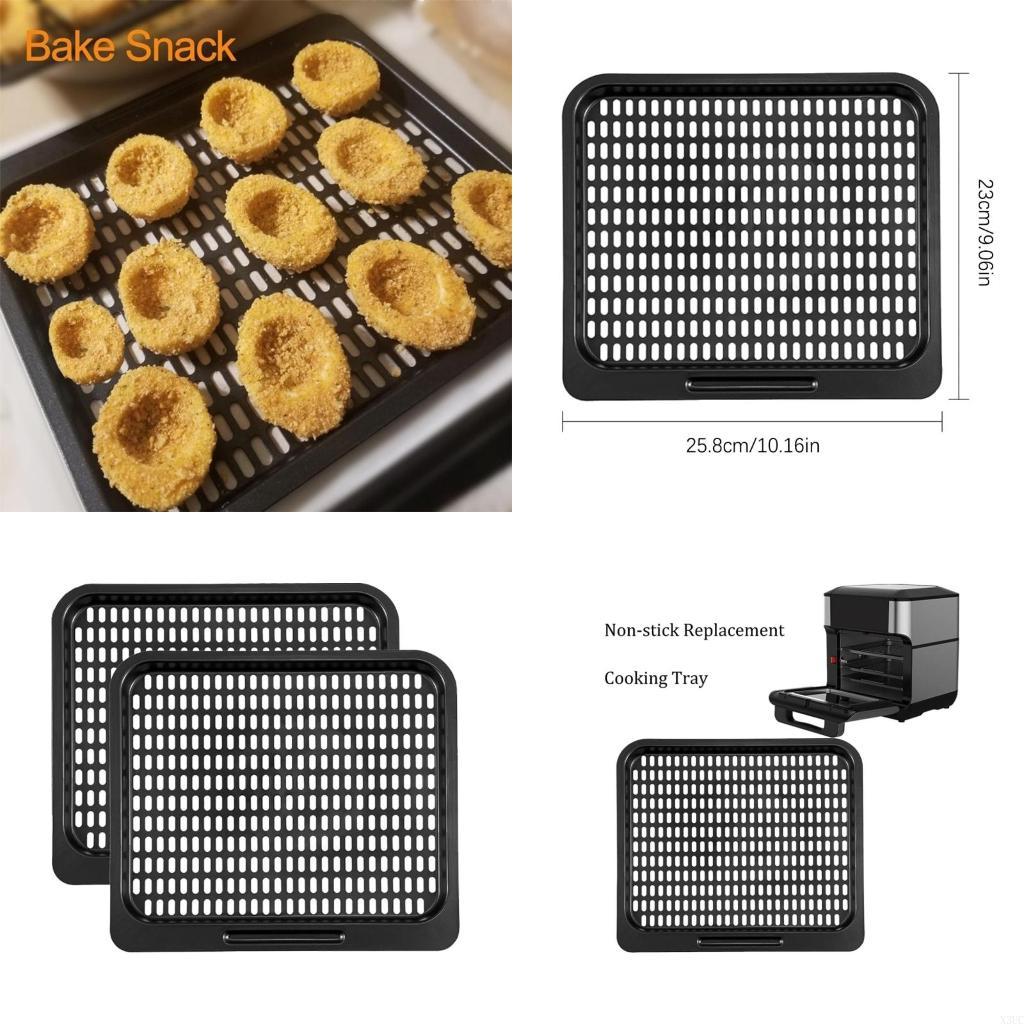 

2Piece Cooking Rack Easy to Clean Tray for Air Fryer Square Oven Pan Replacement X3UC China Mainland