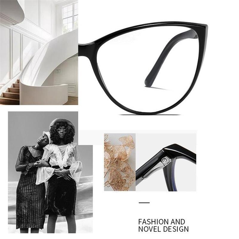 Big Frame Anti Blue Rays Cat Eye Nearsighted Glasses For Women TR90 Spring Leg Prescription Eyeglasses 0 -0.5 -0.75 To -6.0