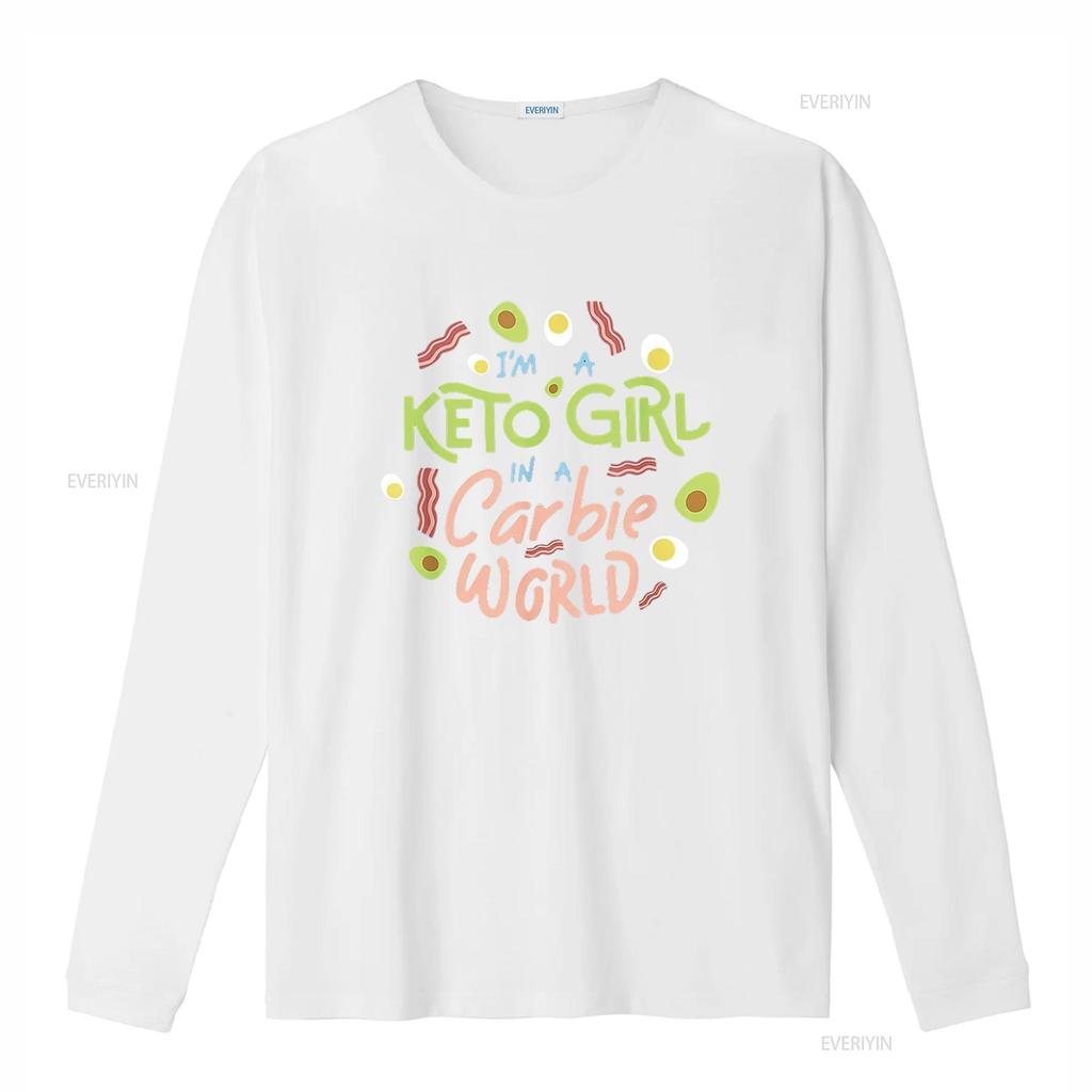 Unisexs Funny I M A Keto Girl In Carbie World Diet T Shirt Vintage Washed Casual Soft Streetwear Unisex Stretched Graphic