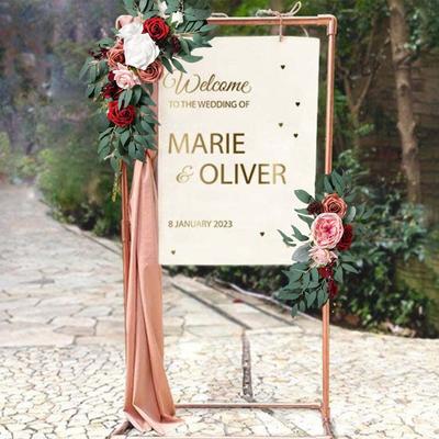 Welcome Flower Row 2 Pcs Artificial Wedding Arch Flowers Lintel Flower Fake Flower for Wedding Party Hotel Wedding Arch Decorative Swags Party Decor