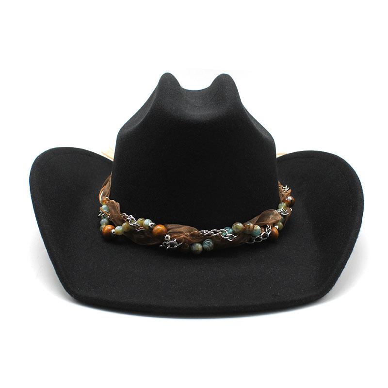 Rolled-Brimmed Cowboy Hat Style Men'S And Women'S Large Cowboy Hat Hidden Top Hat, Felt Hat