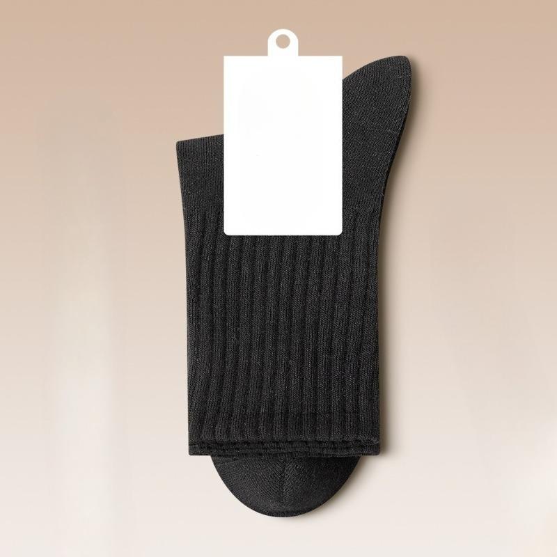 

Ladies Spring and Autumn Pure Cotton New Solid Color Rubber Band Antibacterial Sports Leisure Sweat Absorbing Tube Cotton Socks 1 pair чорний