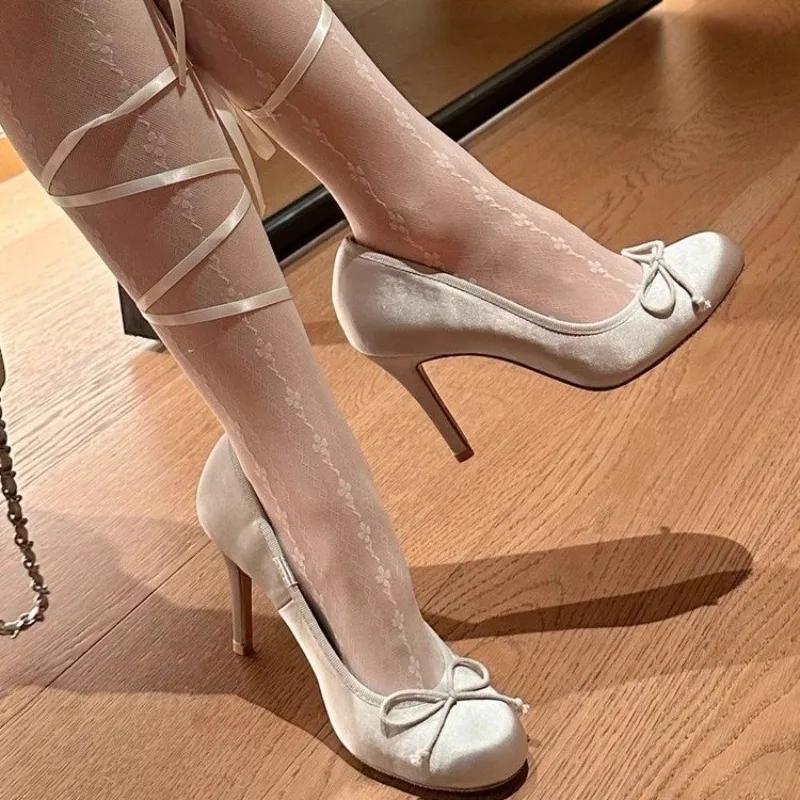 

Fashion Designer Spring Cross Strap Women High Heel Fashion Shallow Butterfly-knot Elegant Stripper Party Pumps 39 серый