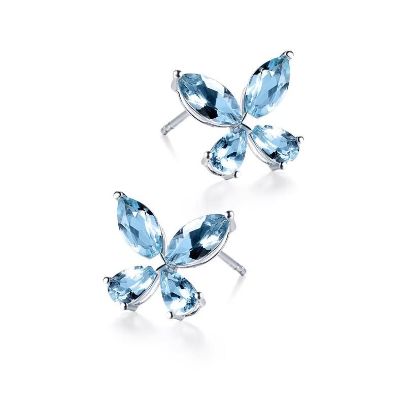 

Natural Aquamarine Stud Earrings, 925 Sterling Silver, Instagram Fresh Sweet Aesthetic 925 silver