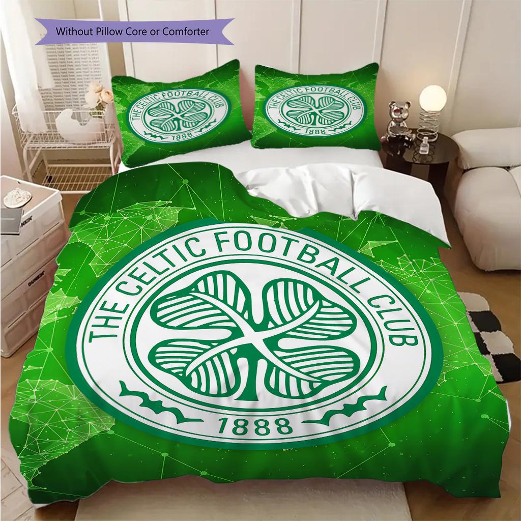 Celtic F.C Pattern Bedding Quilt Set Quilt Cover Pillowcase Home Decoration Birthday Gift (1 * duvet cover + 2 * pillowcase, without core)