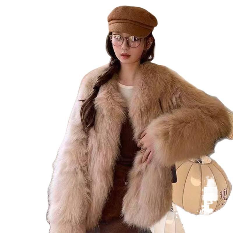Winter new imitation fox fur toka leather coat thickened and beautiful fur coat