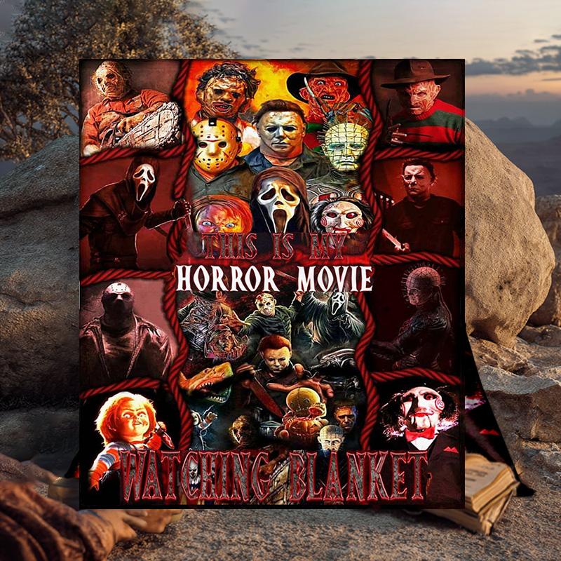 1 Stück Horrorfilm-Charaktere Collage Flanell-Decke Geschenk, Geeignet für Männer und Frauen, Weich, Ideal für Betten und Sofa, Geburtstags- oder Weihnachtsgeschenk