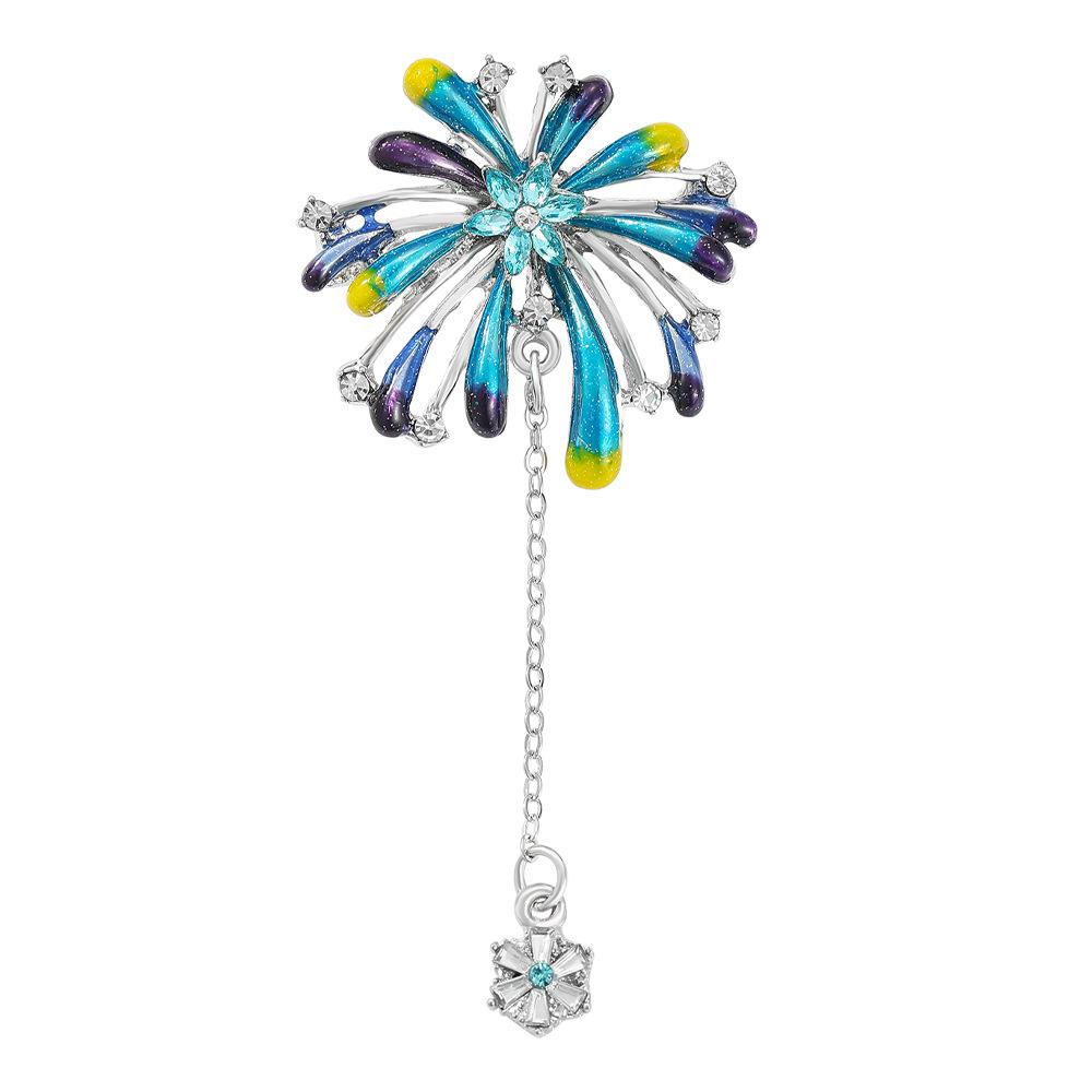 Sparkling fireworks tassel brooch, fashionable and versatile, niche and cute fireworks brooch for women, pin chest flower