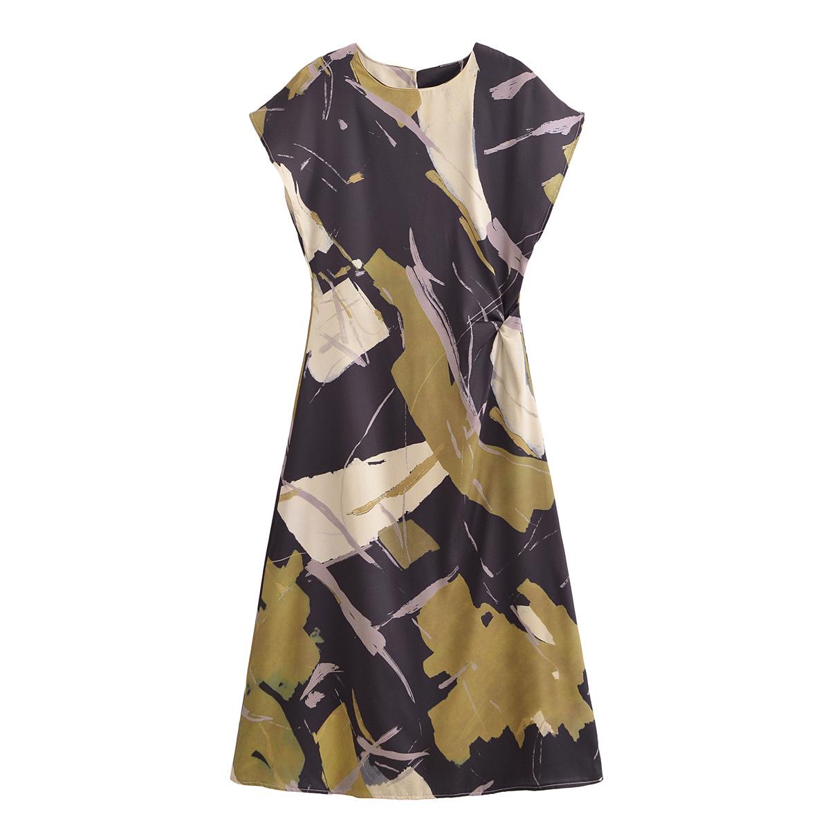 

Элегантное приталенное платье из шелкового атласа с принтом для женщин на зиму 2025 года Extra Small