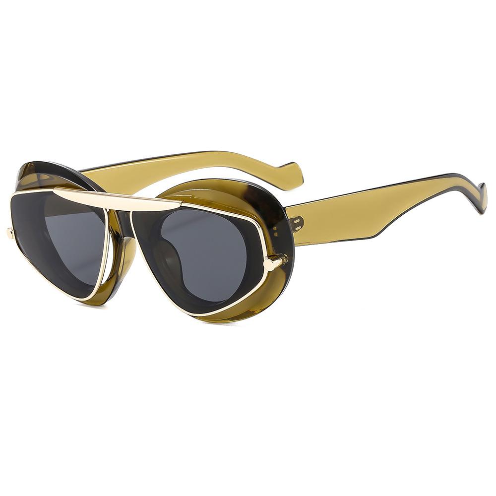 Luo'S Trendy Retro Men'S And Women'S Sunglasses Colorful Metal Personalized Modern Catwalk Sunglasses
