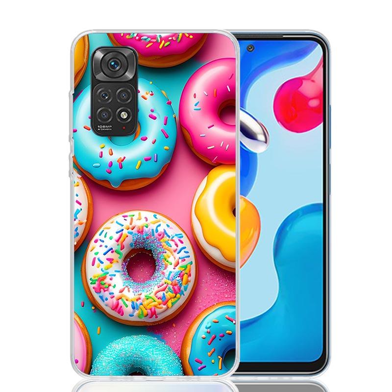 Macaron Ice Cream Cake Doughnut Phone Case For Xiaomi Redmi Note 13 14 15 Pro Plus 12S 12 14S 11S 11E 10 10S 11 11T 5G 4G Cover