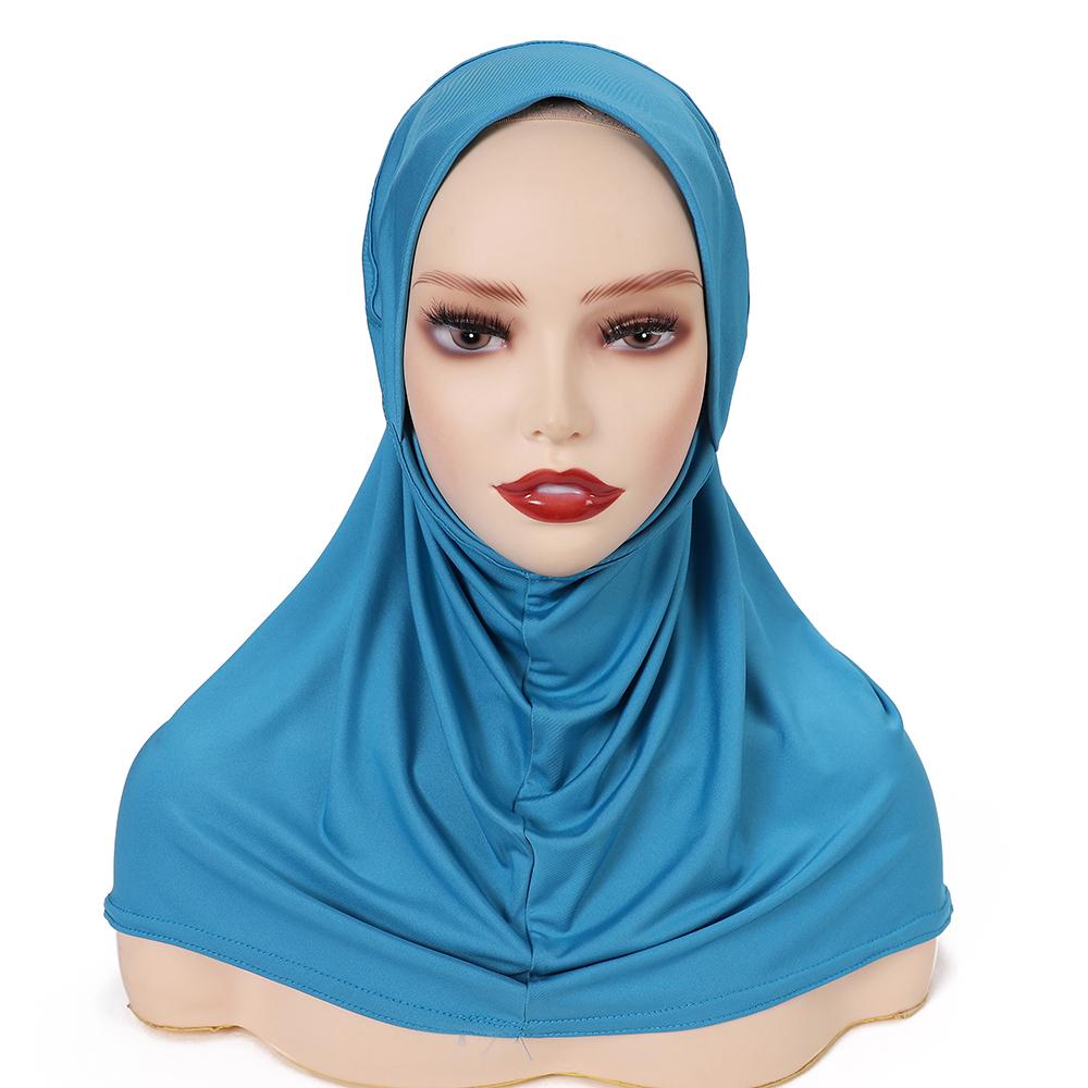 Stretch Turban Cap Hijab Islamic Full Cover Underscarf Bonnet Ready To Wear Snap Fastener Instant Hijab For Muslim Women