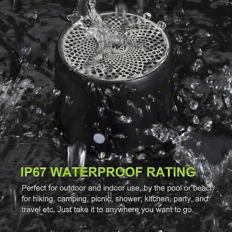 Bathroom Speaker, Active Portable Bluetooth 5.0 with Extra Bass, 12 Hour Battery Life, Ip67 Waterproof (Black)