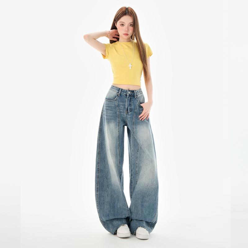 Loose Wide Leg Jeans For Women, Slimming Straight Leg Loose Floor Pants Women's Pants